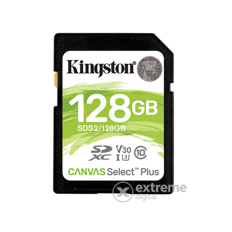 Kingston Canvas Select Plus 128GB SDXC memóriakártya, Class 10, UHS-I, U3, V30