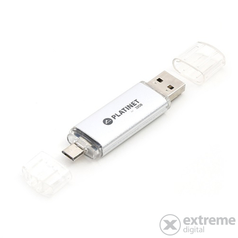 Platinet PMFA32S USB 2.0/microUSB 32GB flash disk, stříbrný