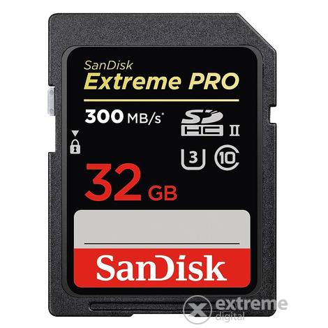 SanDisk Secure Digital 32GB Extreme Pro SDHC memóriakártya UHS-II, class 10, U3