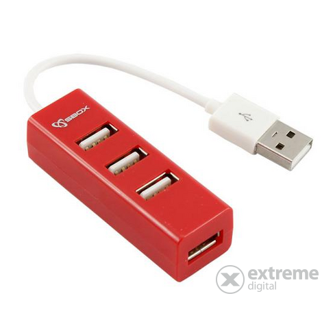 Sbox H-204R 4 portos USB Hub,piros