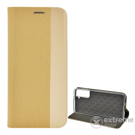 Gigapack kožený obal pre Samsung Galaxy S21 (SM-G991) 5G, zlatý, vzor textil