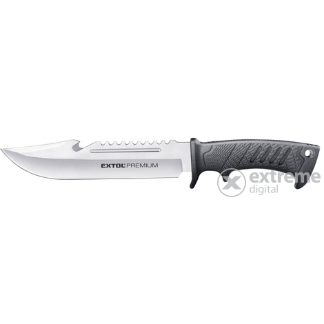 Extol Premium lovecký a turistický nůž, čepel z nerezové oceli 3CR13, plastová rukojeť, nylonové pouzdro