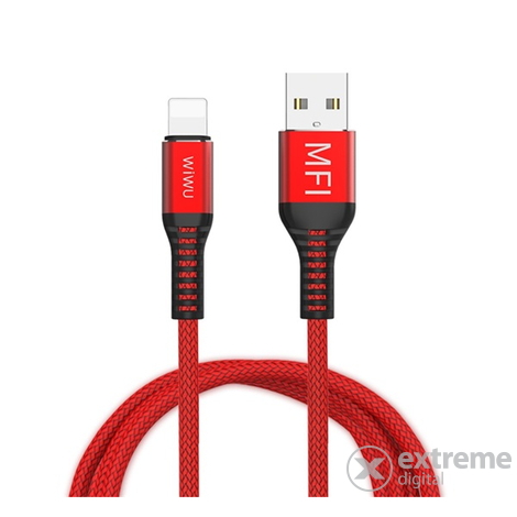 WIWU lightning podatkovni in polnilni kabel, MFi, rdeč, vzorec vezalk, 1,2m