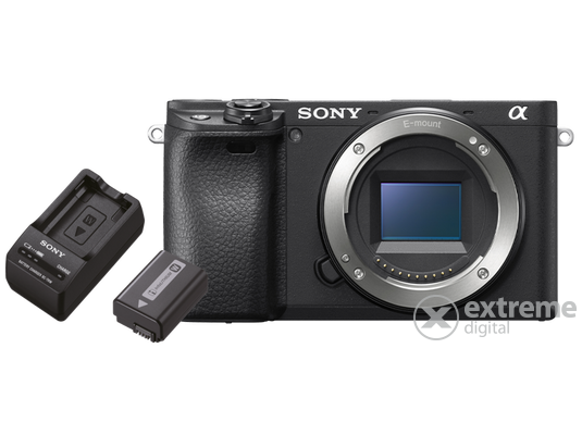 Sony Alpha 6400 fényképezőgép váz, fekete (ILCE6400) + Sony töltő és tratalék akkumulátor