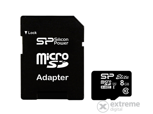 Silicon Power MicroSD kártya - 8GB microSDHC Elite UHS-1 U1 + adapter