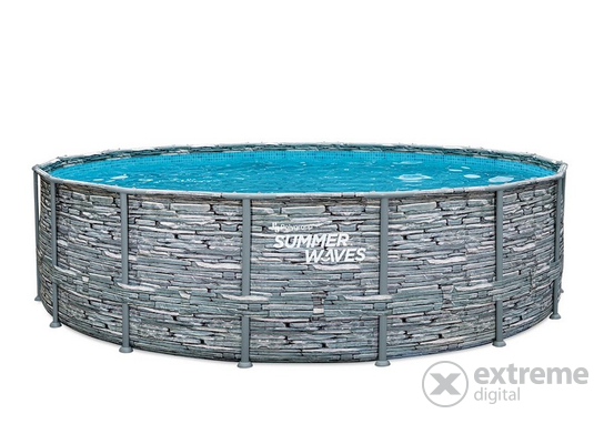 Summer Waves® fémlábas mintás medence 4,88mx122cm, papírszűrős vízforgatóval, létrával, aljtakróval, fedővel, alap takar