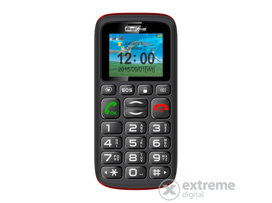 Maxcom MM428BB Dual SIM kártyafüggetlen mobiltelefon extra nagy gombokkal és vészhívóval, fekete