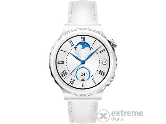 Huawei Watch GT 3 Pro okosóra, Fehér bőrszíj, 43mm