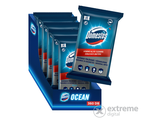 Domestos Ocean higiénikus törlőkendő, gazdaságos kiszerelés, 6x60 db