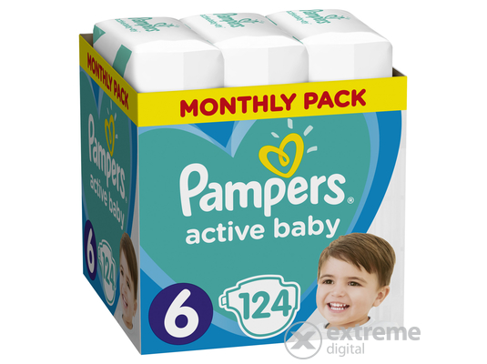 Pampers Active Baby pelenka Monthly Box, 6-os méret, 124 db